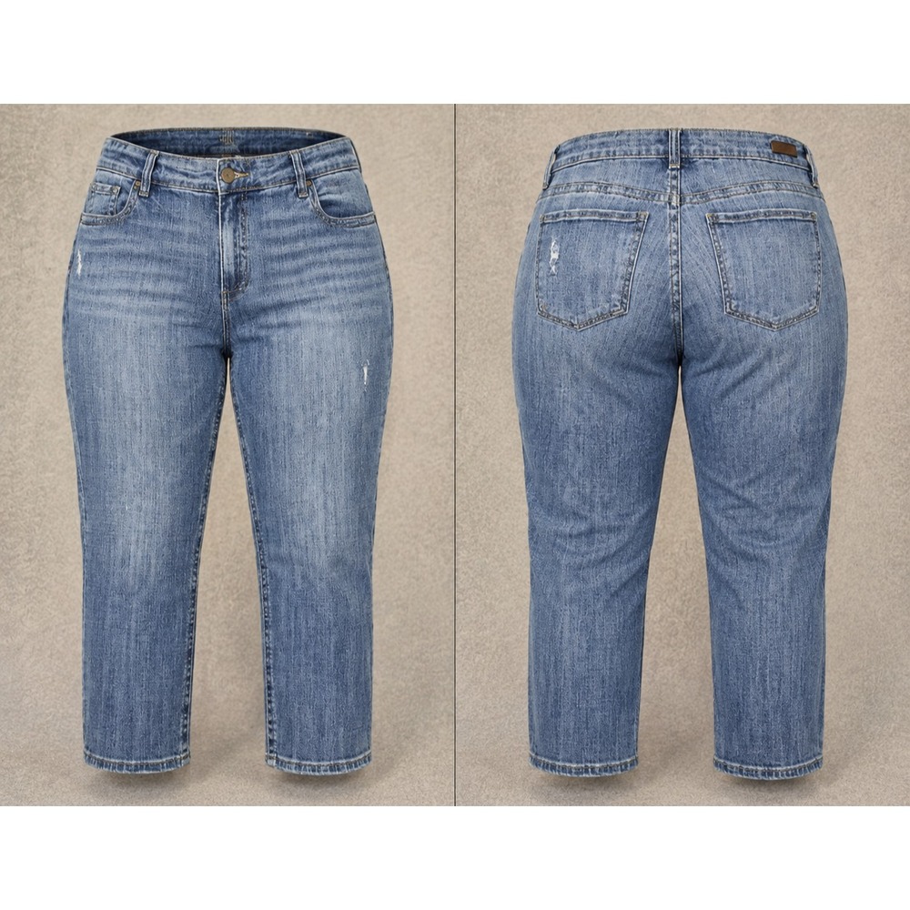 Kut From The Kloth Jeans Womens 20W Ankle Straight Leg Blue Stretch Denim Chic